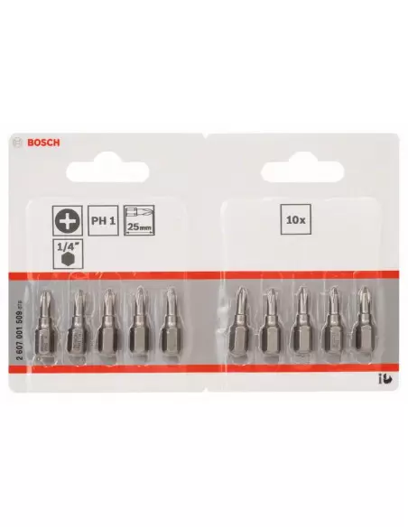 Pack 10 Embouts De Vissage Cruciformes Extra Dure PH1 Longueur 25 Mm