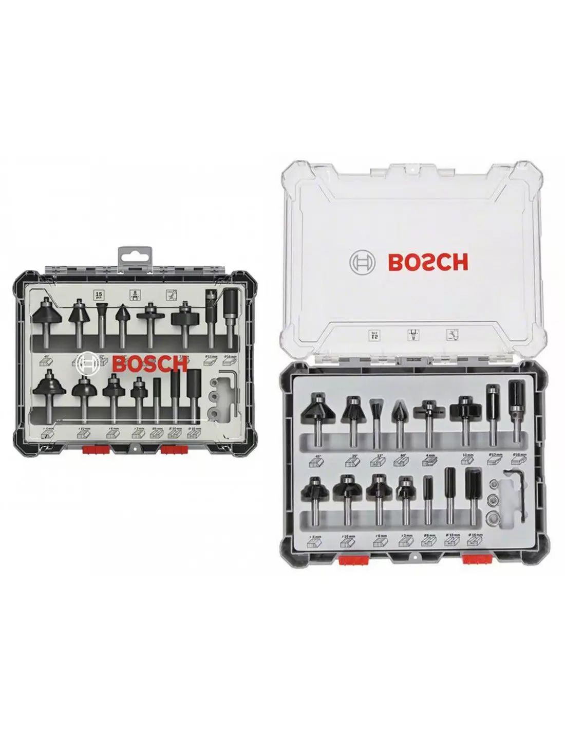 Coffret Bosch 15 pièces de fraise au carbure pour défonceuse