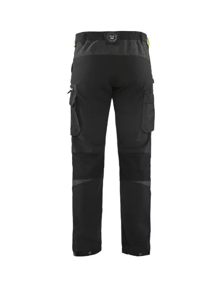 Pantalon maintenance stretch 4D Noir/Jaune fluo | 142216459933 - Blaklader