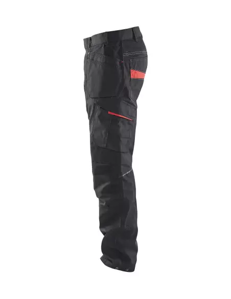 Pantalon maintenance +stretch avec poches flottantes Noir/Rouge | 149613309956 - Blaklader