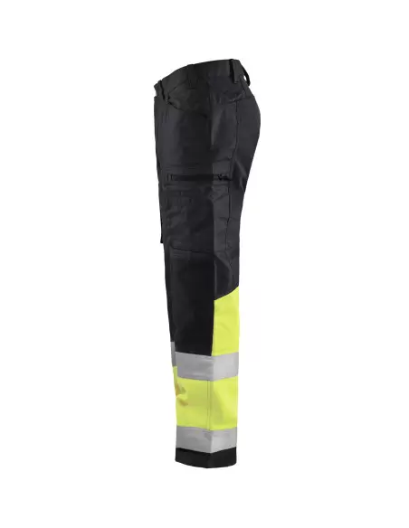 Pantalon artisan haute-visibilité +stretch Noir/Jaune fluo | 155118119933 - Blaklader