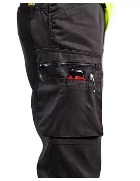 Pantalon artisan haute-visibilité +stretch Noir/Jaune fluo | 155118119933 - Blaklader