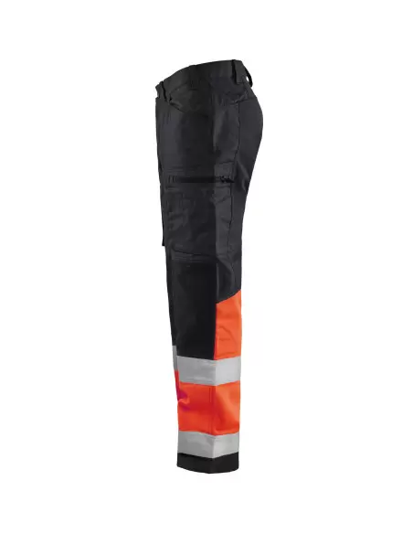 Pantalon artisan haute-visibilité +stretch Noir/Rouge fluo | 155118119955 - Blaklader