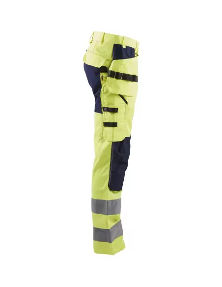 Pantalon artisan haute-visibilité +stretch Jaune fluo/Marine | 155218113389 - Blaklader