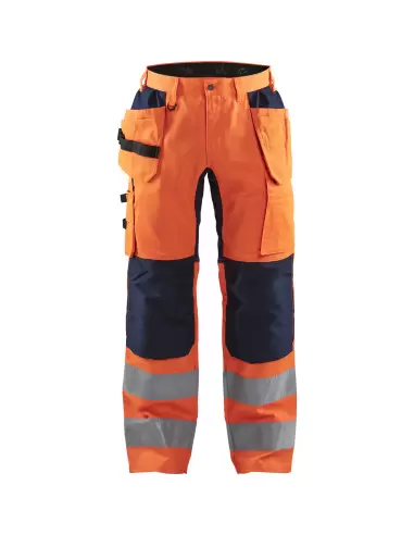 Pantalon artisan haute-visibilité +stretch Orange fluo/Marine | 155218115389 - Blaklader