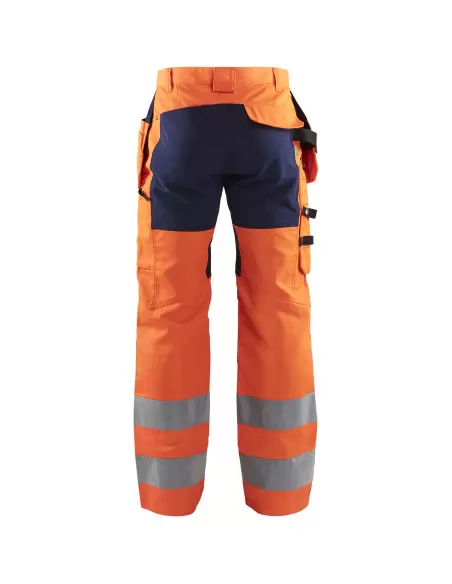 Pantalon artisan haute-visibilité +stretch Orange fluo/Marine | 155218115389 - Blaklader