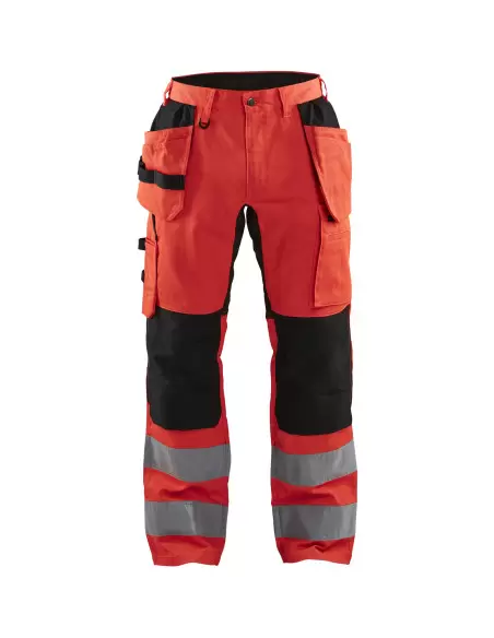 Pantalon artisan haute-visibilité +stretch Rouge fluo/Noir | 155218115599 - Blaklader