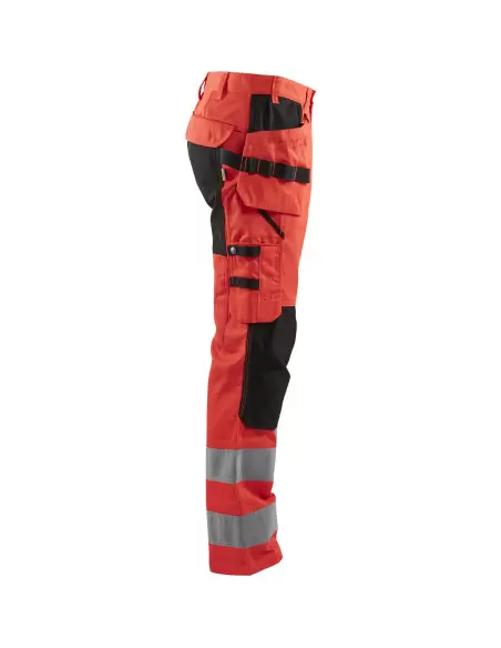 Pantalon artisan haute-visibilité +stretch Rouge fluo/Noir | 155218115599 - Blaklader