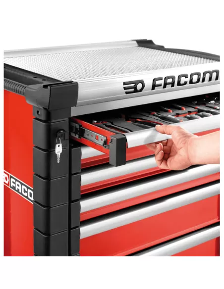Servante d'atelier 8 tiroirs remplis d'outils, rouge FACOM JETCM215BNL