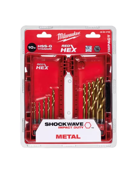 Coffret forets et embouts Shockwave Red Hex & Multi-matériaux 39 pièces  Milwaukee pour perceuse visseuse