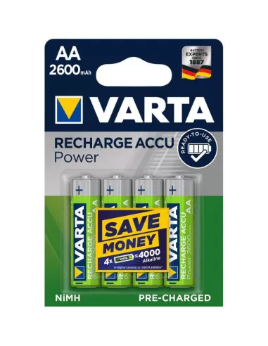4 Piles Rechargeables AA / HR6 2600mAh Varta Accu Pro, Varta